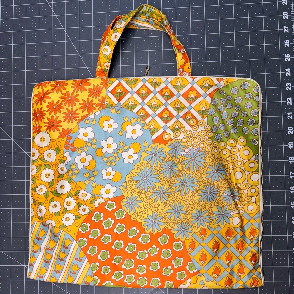 Vintage Retro Floral Sewing Supplies Project Tote Bag